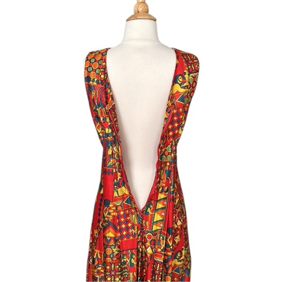 Vintage 60s Joni Apple Egyptian Revival Maxi Psychedelic Boho Tribal Print - Picture 14 of 17